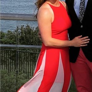 Express Red and White Maxi Dress